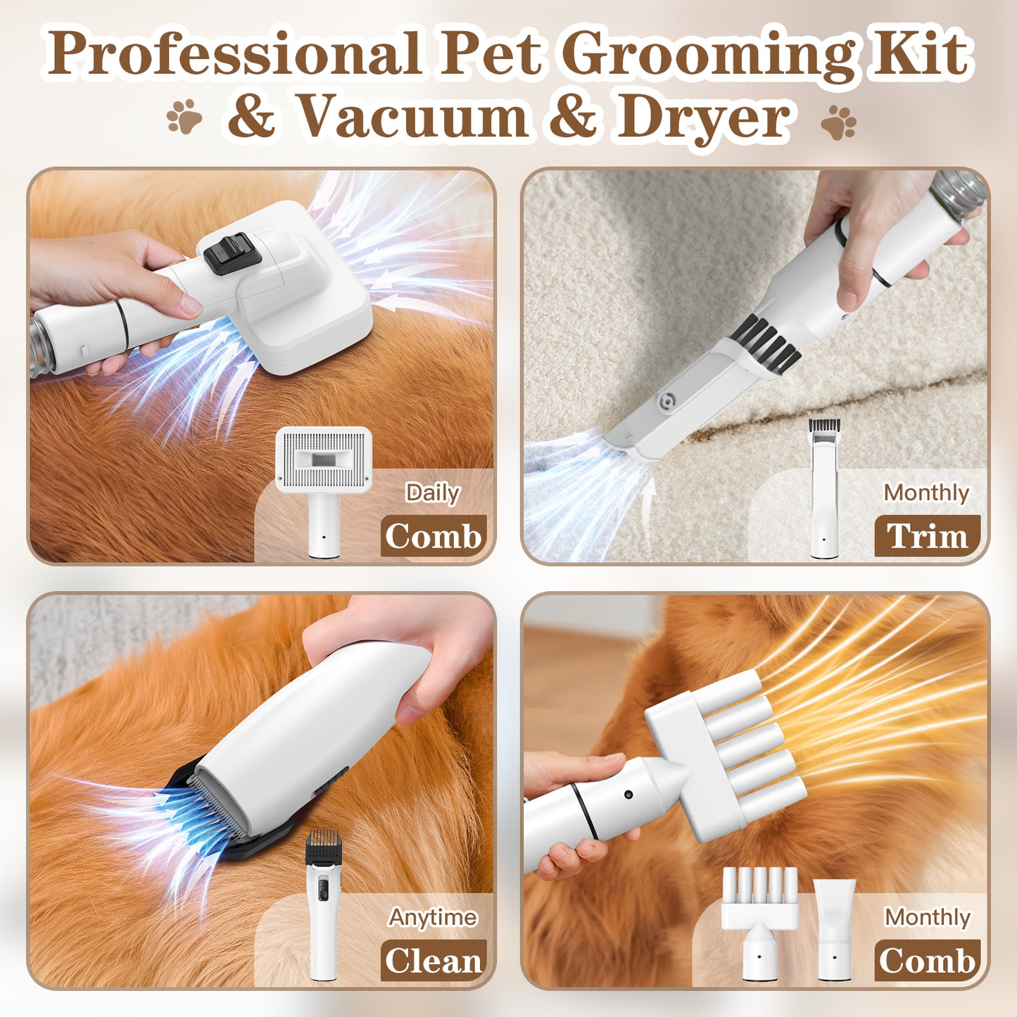 Pet Grooming Vacuum & Dryer Kit - 3L Canister Canister