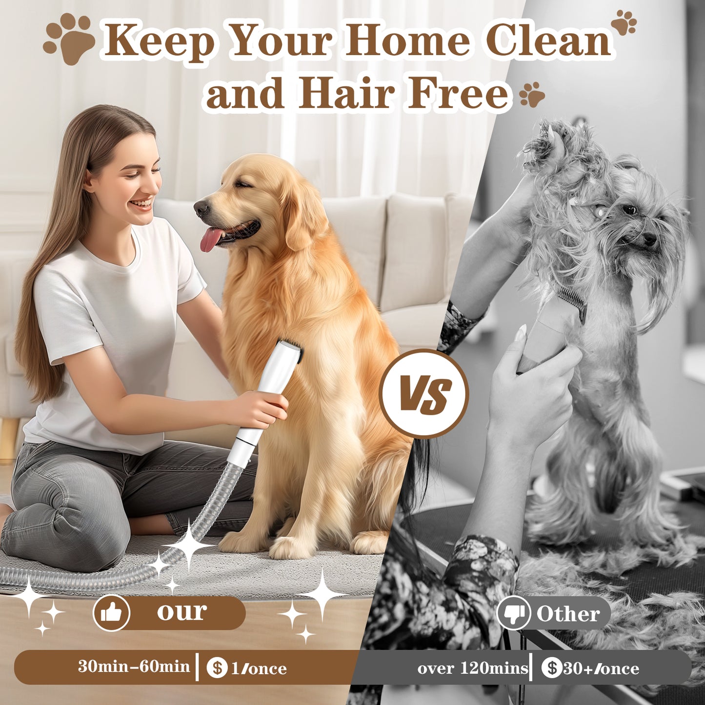 Pet Grooming Vacuum & Dryer Kit - 3L Canister Canister
